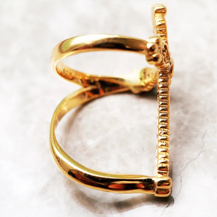 925 Sterling Silver Victorian Cross Ring Colourful Royalty