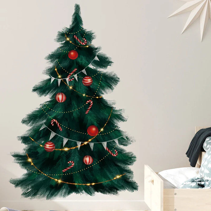 95Cm Deep Green Christmas Tree Wall Stickers For Festive Decor