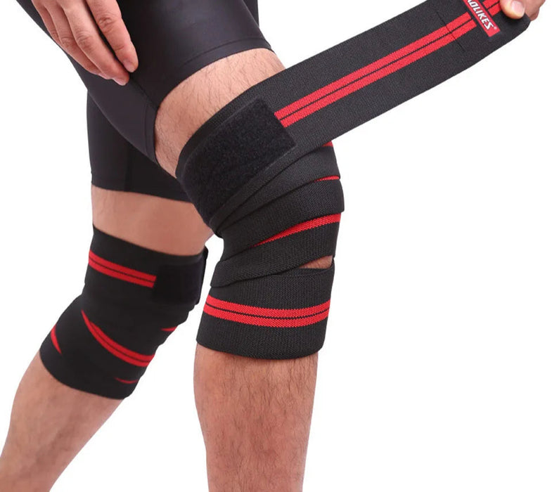 Pair of Powerlifting Knee Wraps With Strap Squat Weightlifting Leg Press Cross Training