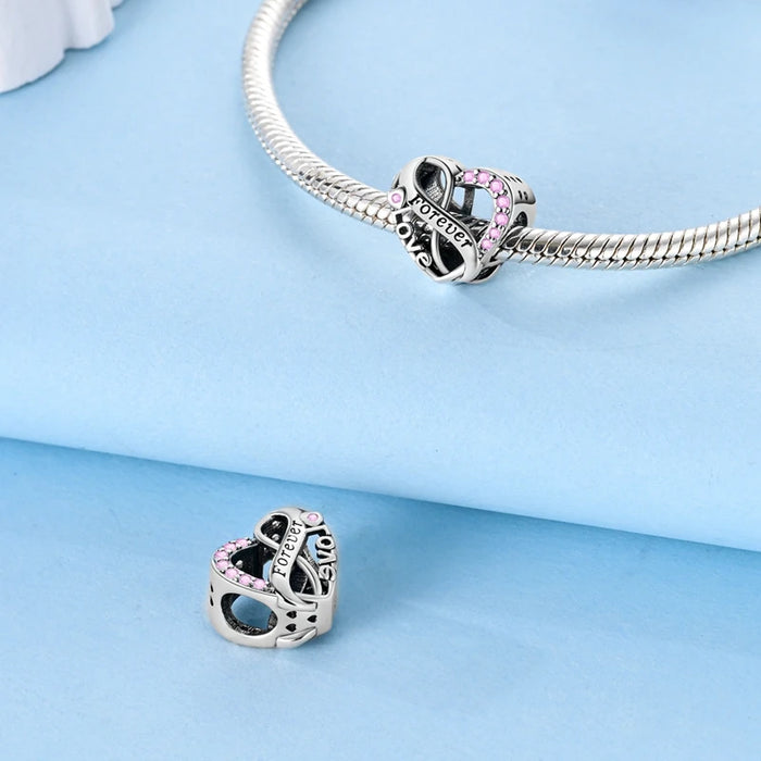 925 Sterling Silver Heart Charm Pendant Fits Bracelets Diy Party Jewelry