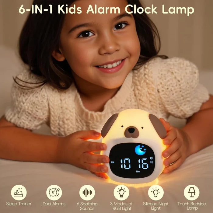 Puppy Shaped Kids' Sleep Training Clock With Night Light