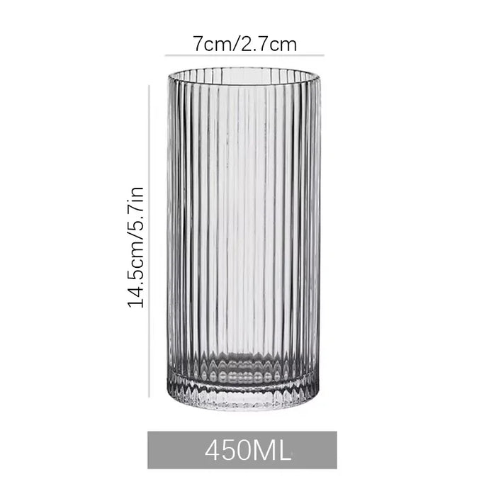 Carved Glass Latte Cup For Restaurants & Coffee Simple Design