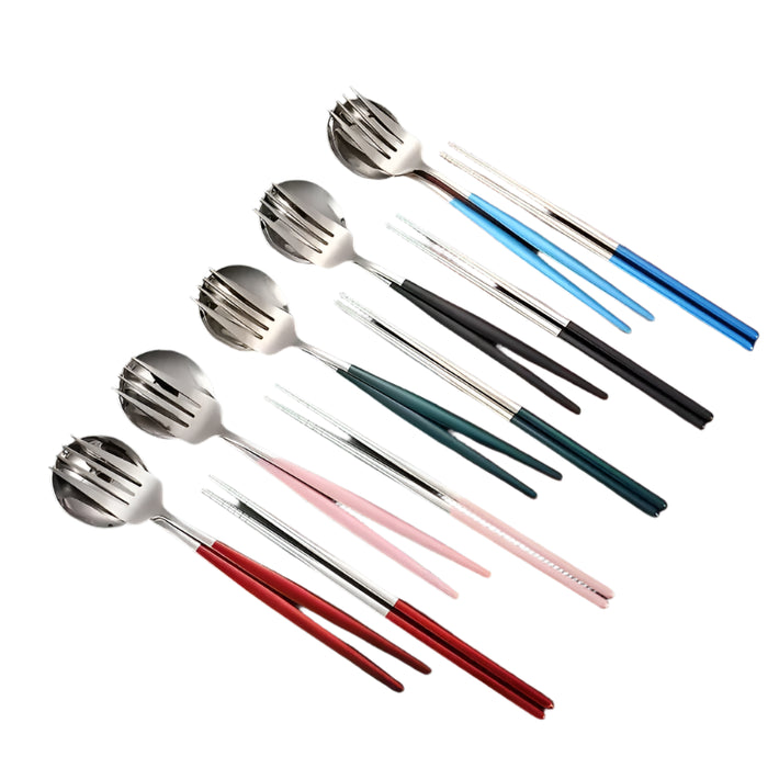 3 Piece Portable Stainless Steel Cutlery Set For Outdoor Picnics