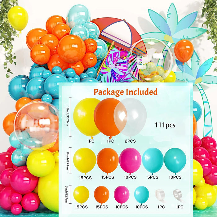 Neon Rainbow Balloon Arch Set Is Suitable For Summer Tropical Bbq Party Decoration Pool Birthday Decoration Many Other Occasions