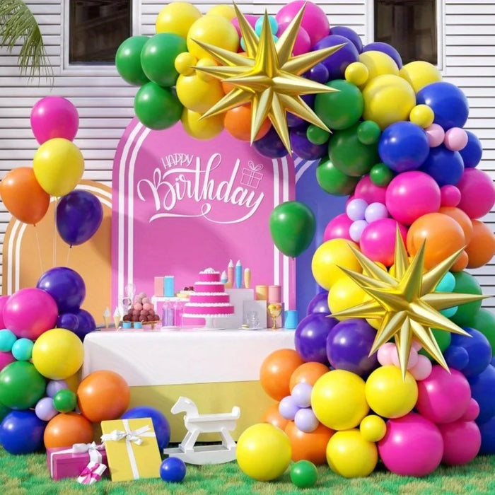 140 Pcs Blue Summer Party Balloon Kit With Aluminum Film Of Exploding Star For Birthdays Anniversaries Graduations