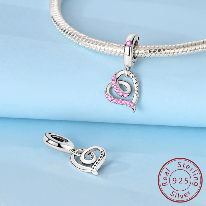 925 Sterling Silver Eternal Love 3D Pendant Fits Jewelry Diy Gift For Women