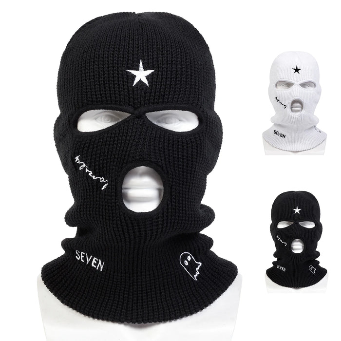 Ghost Embroidery Masked Knitted Hat For Outdoor Activities