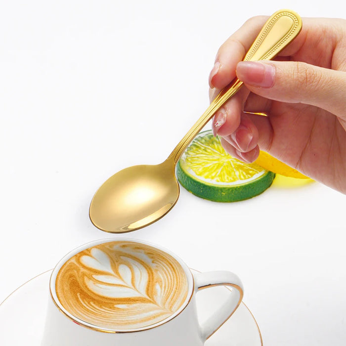 4 / 8 / 12 Piece Light Gold Stainless Steel Dessert / Coffee Spoons For Home / Hotel / Restaurant