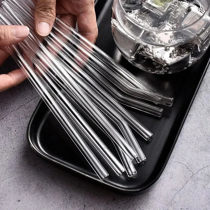 8 Piece Glass Straws Set For Drinks & Cocktails