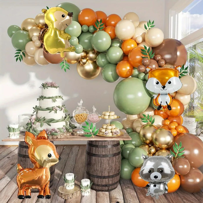 151Pcs Woodland Animal Balloon Garland Set Forest Animal Birthday Party Neutral Reveal Party Jungle Decoration Theme Party
