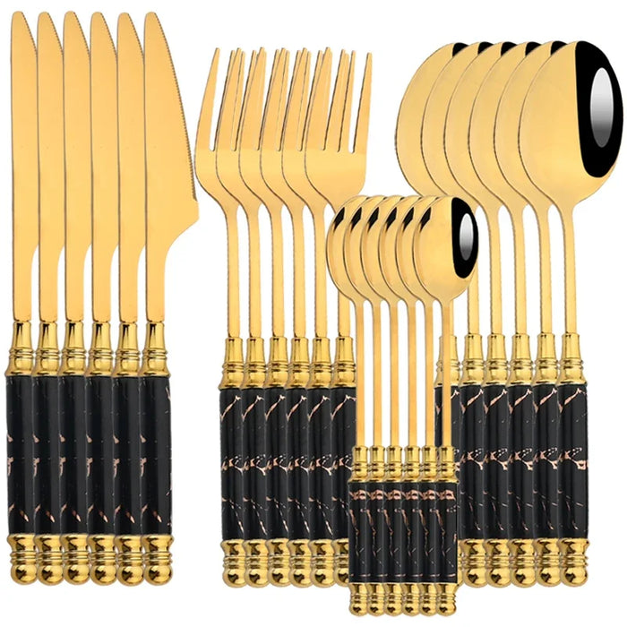 24 Piece Stainless Steel Cutlery Set For Western Kitchen Dining