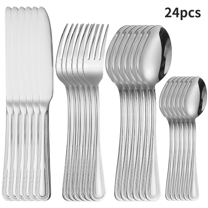 4 / 6 / 16 / 24 Piece Stainless Steel Silver Cutlery Set