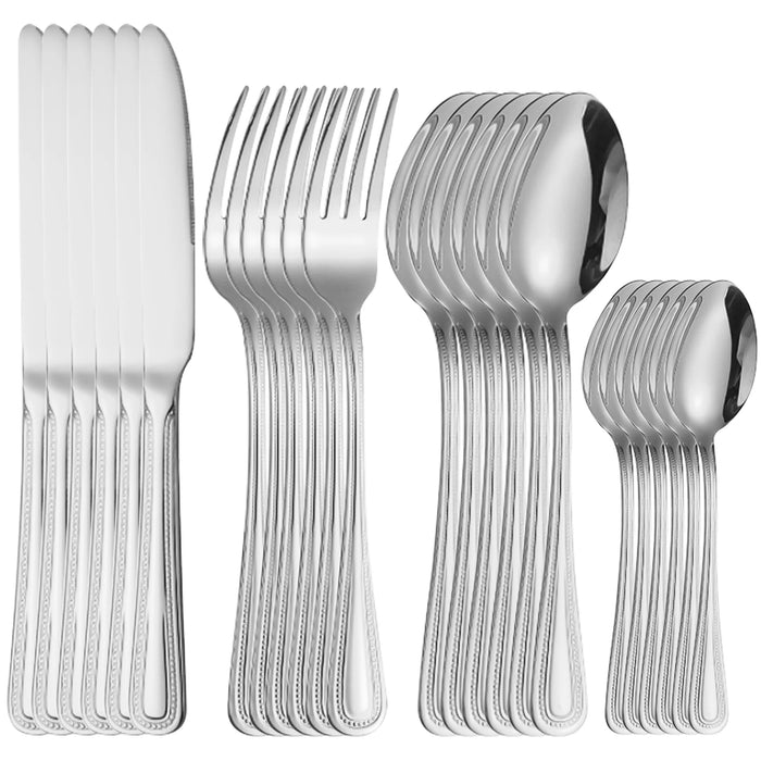4 / 6 / 16 / 24 Piece Stainless Steel Silver Cutlery Set
