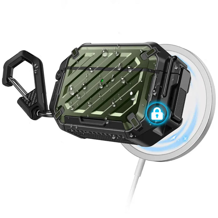 For Apple Airpods Pro 3 3Rd Gen Ub Mag Ip68 Waterproof Anti-Scratch Hard Shell Case With Lock & Carabiner