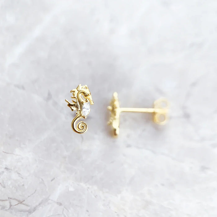 925 Sterling Silver Seahorse Ear Studs Romantic Gift