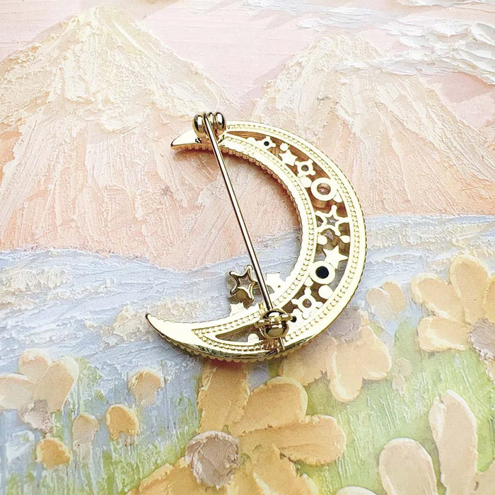 925 Sterling Silver Romantic Colourful Moon Brooch In Fine Jewelry Gift For Her