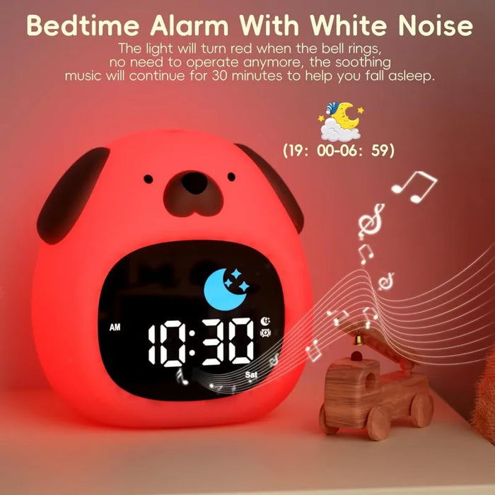 Puppy Shaped Kids' Sleep Training Clock With Night Light