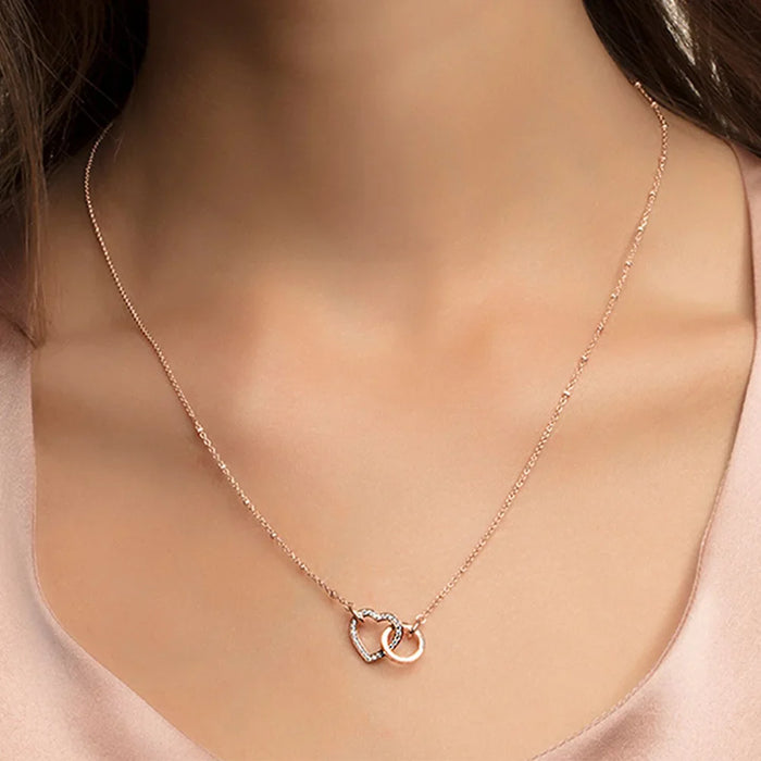 925 Sterling Silver Forever Together Rose Gold Necklace Romantic Gift