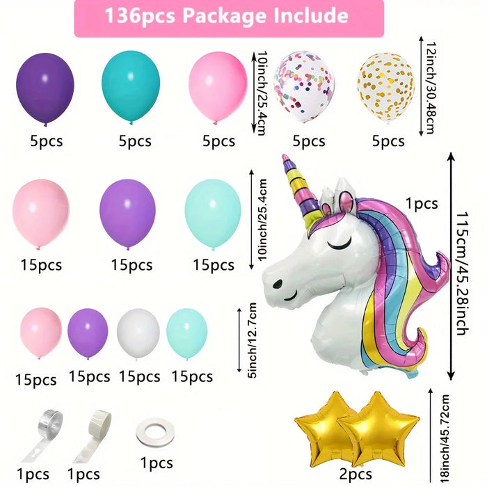 136Pcs Cartoon Balloon Wreath Arch Kit Wedding Birthday Party Anniversary Graduation Dress Holiday Celebration Decoration