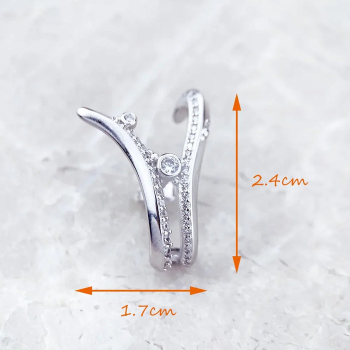 925 Sterling Silver 3D Wave Ear Studs With Stones