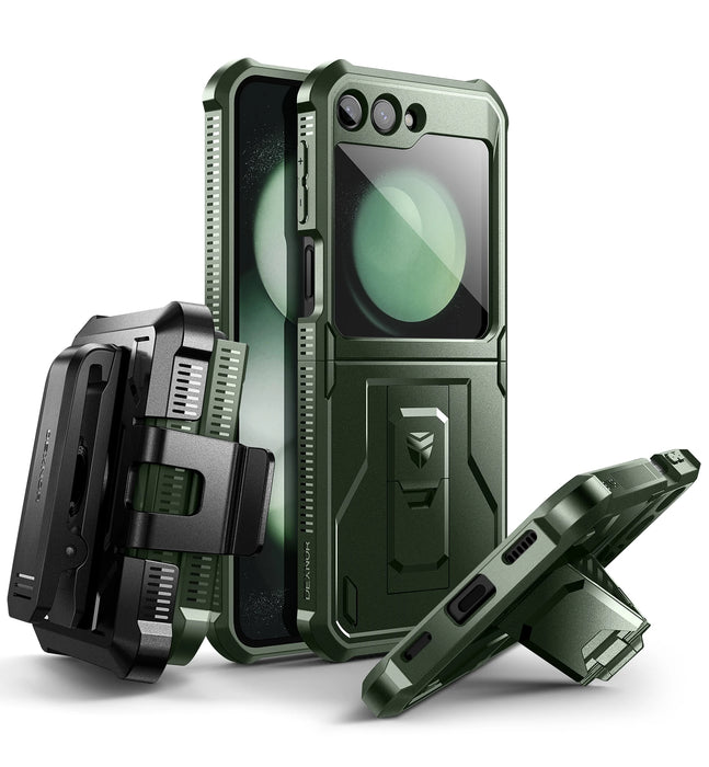 For Samsung Galaxy Z Flip 5 5G 2023 Belt Clip Rugged Shockproof Bumper Protective Holster Case With Foldable Kickstand