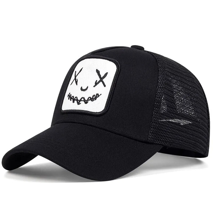 Ghost Face Embroidered Baseball Cap Adjustable Sun Hat For Spring / Summer