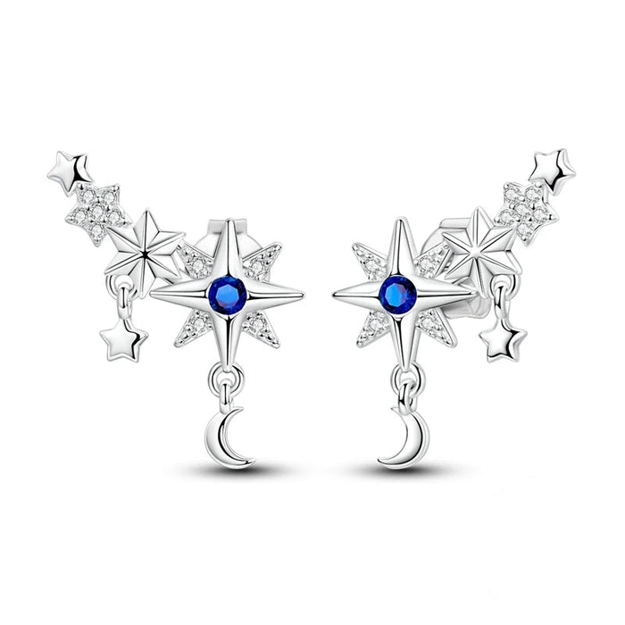 925 Sterling Silver Star Stud Earrings For Women Fine Jewelry