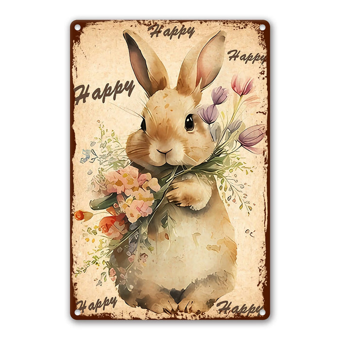 Easter Bunny Metal Sign For Cafe Or Living Room Decor
