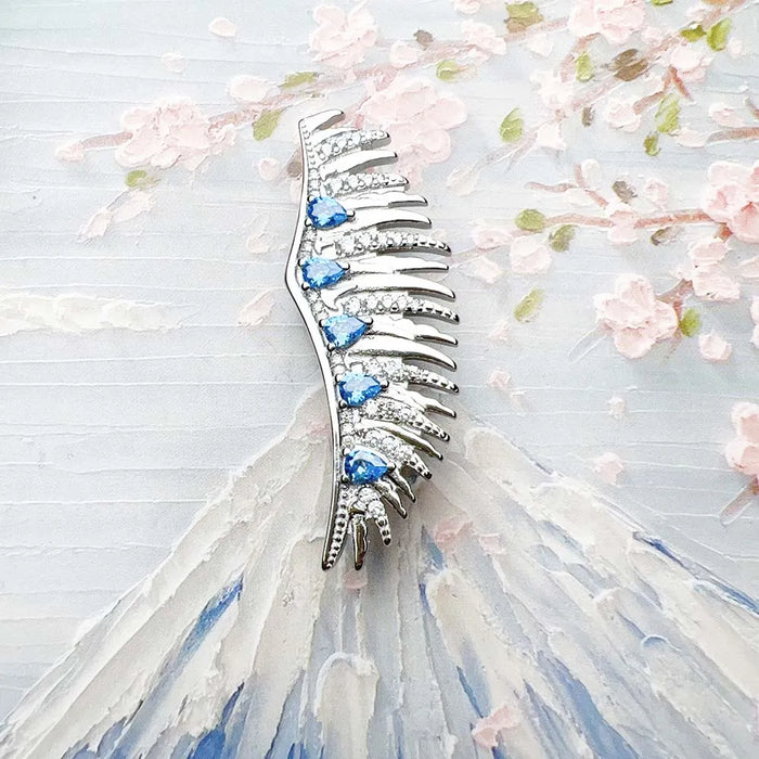 925 Sterling Silver Blue Phoenix Wing Brooch Trendy Gift For Women