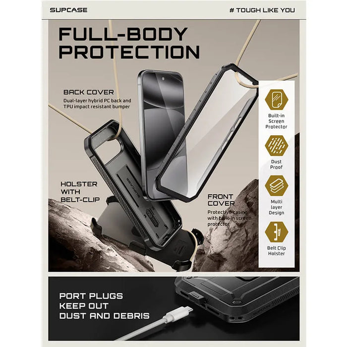 For Google Pixel 10 Pro Xl Ub Pro Full-Body Rugged Phone Case With Built-In Screen Protector & Belt-Clip & Stand