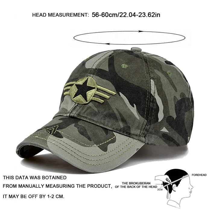 Embroidered Five Star Wings Baseball Cap Adjustable Sun Hat