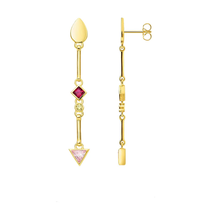 925 Sterling Silver Multicolour Stone Water Drop Earrings