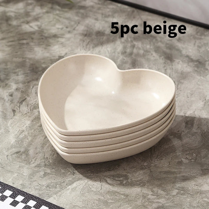 5 Pack Love Bone Plates Reusable For Kitchen Picnic Camping Pp Material Dessert Pastry Snacks