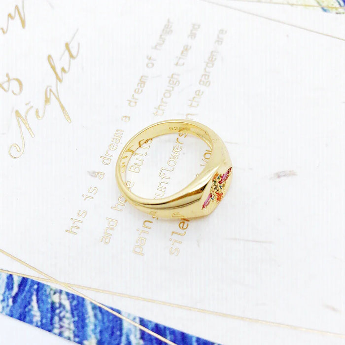 925 Sterling Silver Boho Nature Ring With Colourful Stones For Women