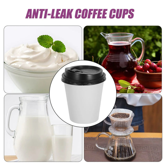 50 Disposable Coffee Cups Insulated Double Layer Paper Milk Tea Cafes Parties