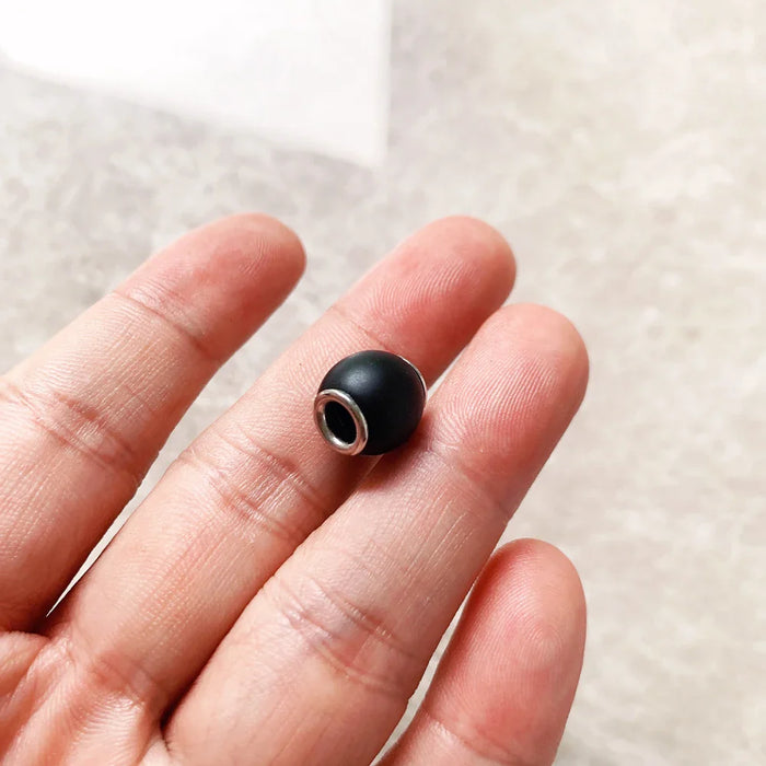 925 Sterling Silver 4.5Mm Obsidian Beads Fits European Charm Bracelets