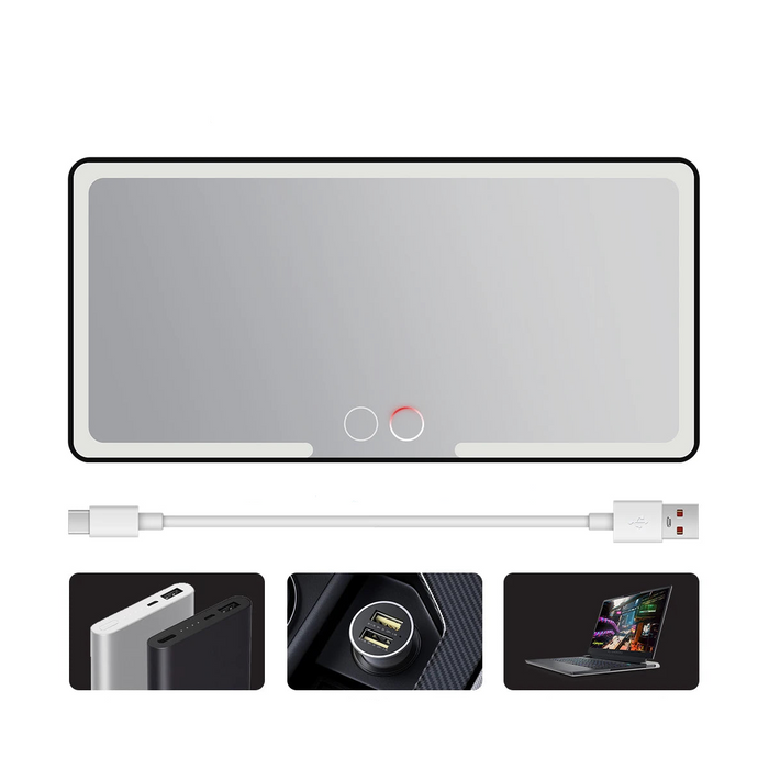 Rechargeable Car Sun Visor Makeup Mirror 3 Modes 88 Leds Dimmable Clip-On Light