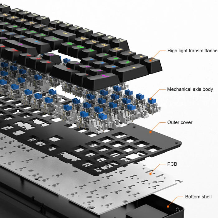 Colourful Wired Mechanical Keyboard 10 Lighting Options Windows Compatible