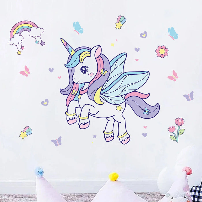 Colourful Unicorn Wall Decals For Kids Room Decor