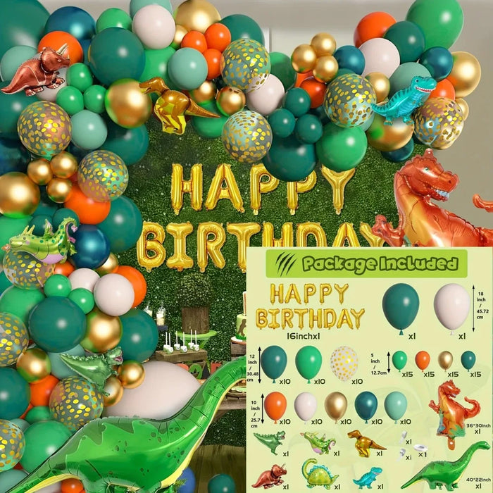 154 Pcs Jungle Animal Themed Balloon Decorations Tyrannosaurus Rex Birthday Outdoor Scene Decoration Anniversary Commemoration