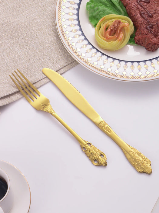 4 / 6 / 16 / 24 Piece Stainless Steel Gold Cutlery Set High End For Home / Hotel