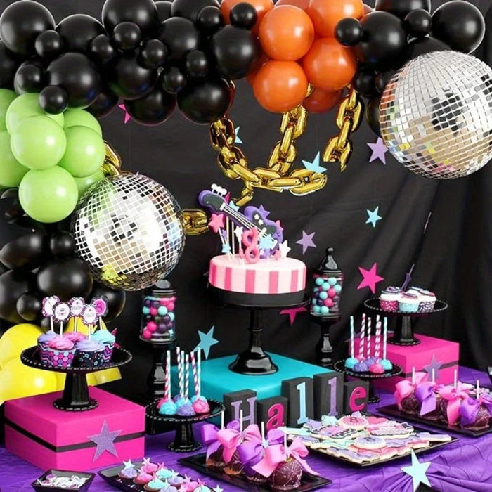 140 Pcs Black Orange Balloon Arch Kit With Disco Aluminum Film Balloon For Birthday Parties Weddings Graduation Ceremony Etc