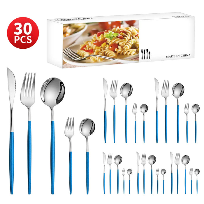 30 Piece Stainless Steel Cutlery Set For Dining Banquets