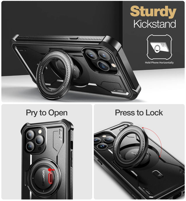 For Iphone 13 Pro Max Full-Body Bumper Military Grade Armor Shockproof Shell Case With Built-In Screen Protector Kickstand