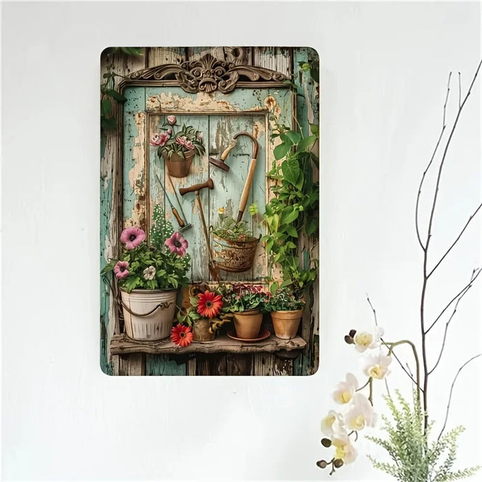 Rustic Floral Tin Sign Home Office Bar Cafe Garage Library Decor