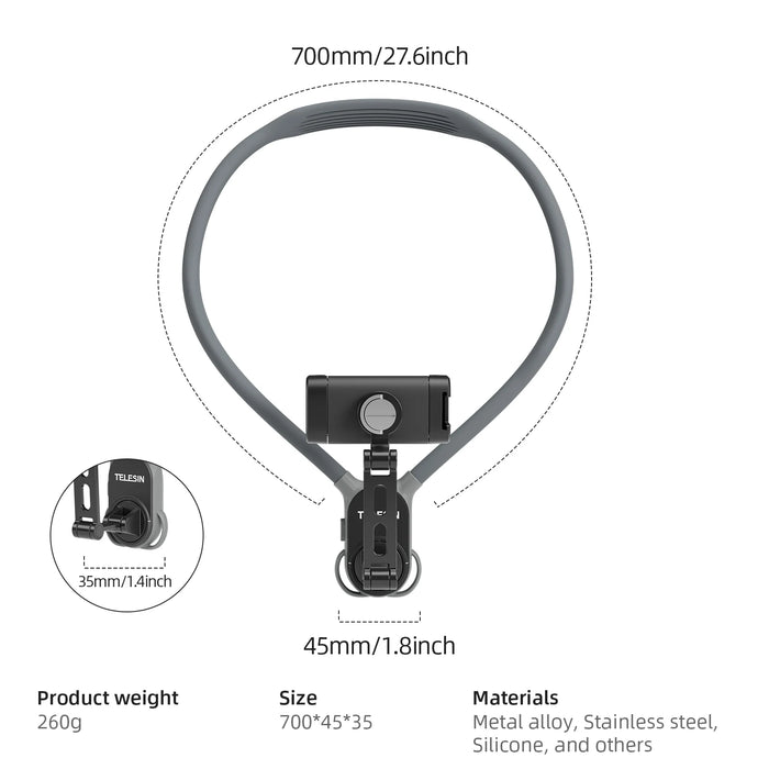360 Degree Rotation Neck Mount Phone Clip For Iphone Samsung Huawei Xiaomi Fits Most Phones