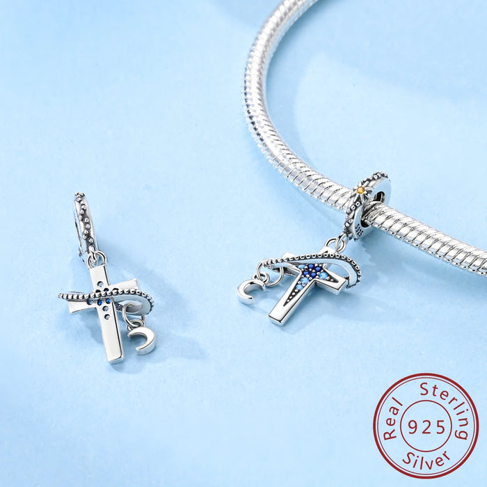 925 Sterling Silver Cross Pendant Charm Fits Bracelets & Necklaces Diy Gift