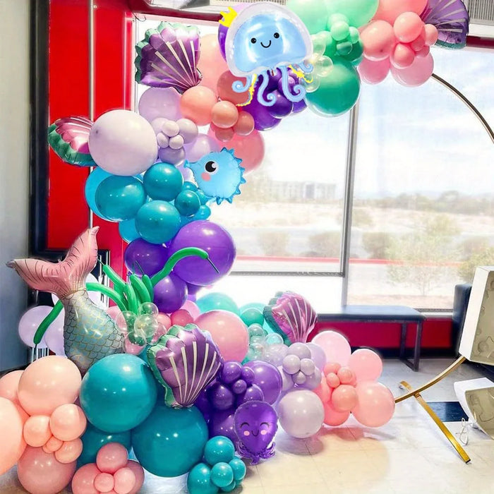 125Pcs Marine Animal Themed Garland Arch Kit Birthday Party Balloon Decoration Anniversary Indoor And Outdoor Scene Decoration
