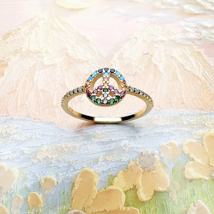 925 Sterling Silver Colourful Peace Gold Europe Style Fine Jewelry Women