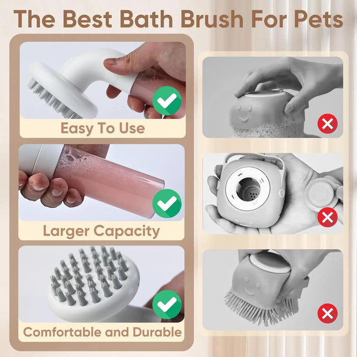 3 In 1 Dog Bath Brush Soft Silicone Grooming Massage